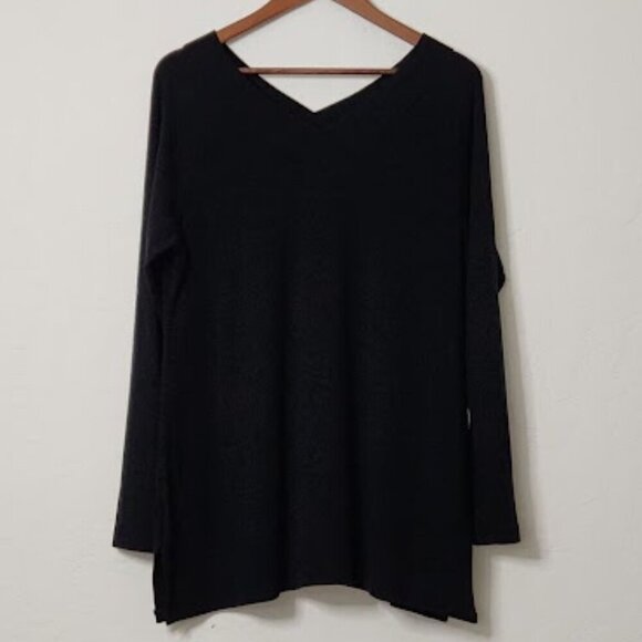 Soft Surroundings Women's Long Sleeve V-neck Ribbed Tunic Blouse Size Large - Picture 1 of 4